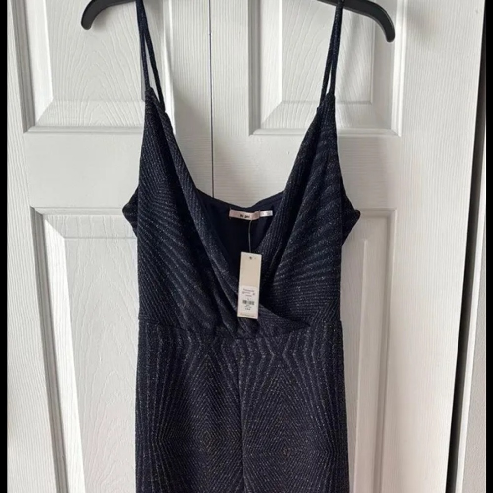 Francesca’s Navy Blue Sparkle Jumpsuit